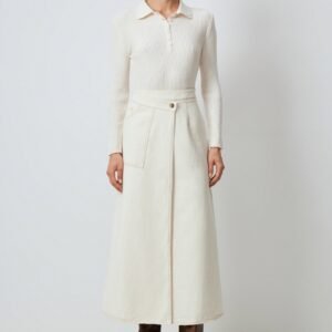 DOUBLE BREASTED NATURAL DENIM SKIRT