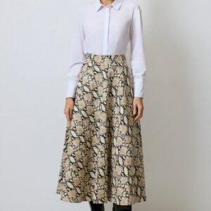 A CUT PATTERNED TABARDINE SKIRT
