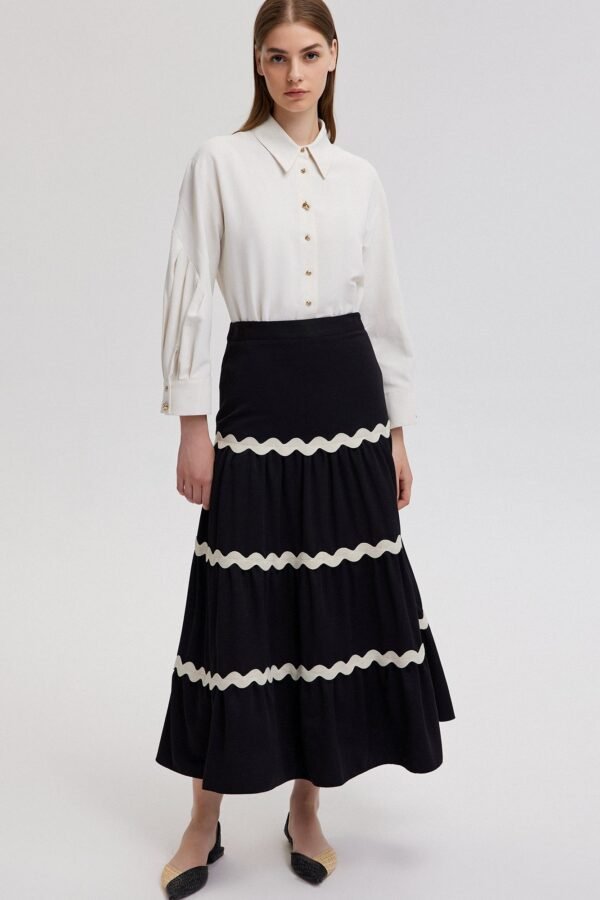 STRIPE DETAILED FLOUNCE SKIRT - Image 2
