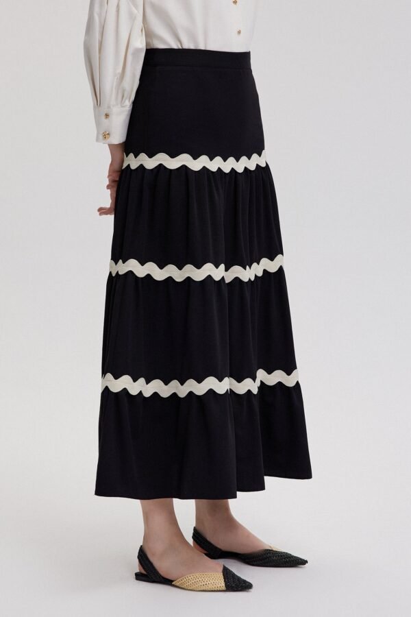 STRIPE DETAILED FLOUNCE SKIRT