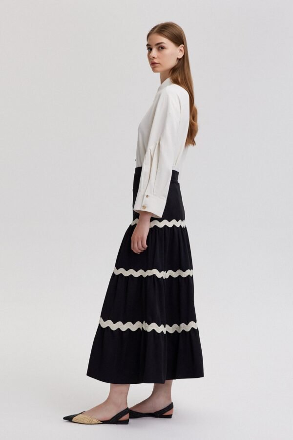 STRIPE DETAILED FLOUNCE SKIRT - Image 4
