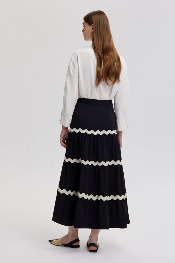 STRIPE DETAILED FLOUNCE SKIRT - Image 5